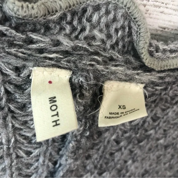 ANTHROPOLOGIE MOTH  Rocia Open Cape Shawl Knit Ruffle Cardigan XS Gray - Picture 7 of 8